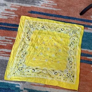 Yellow Bandana with White Paisley Design